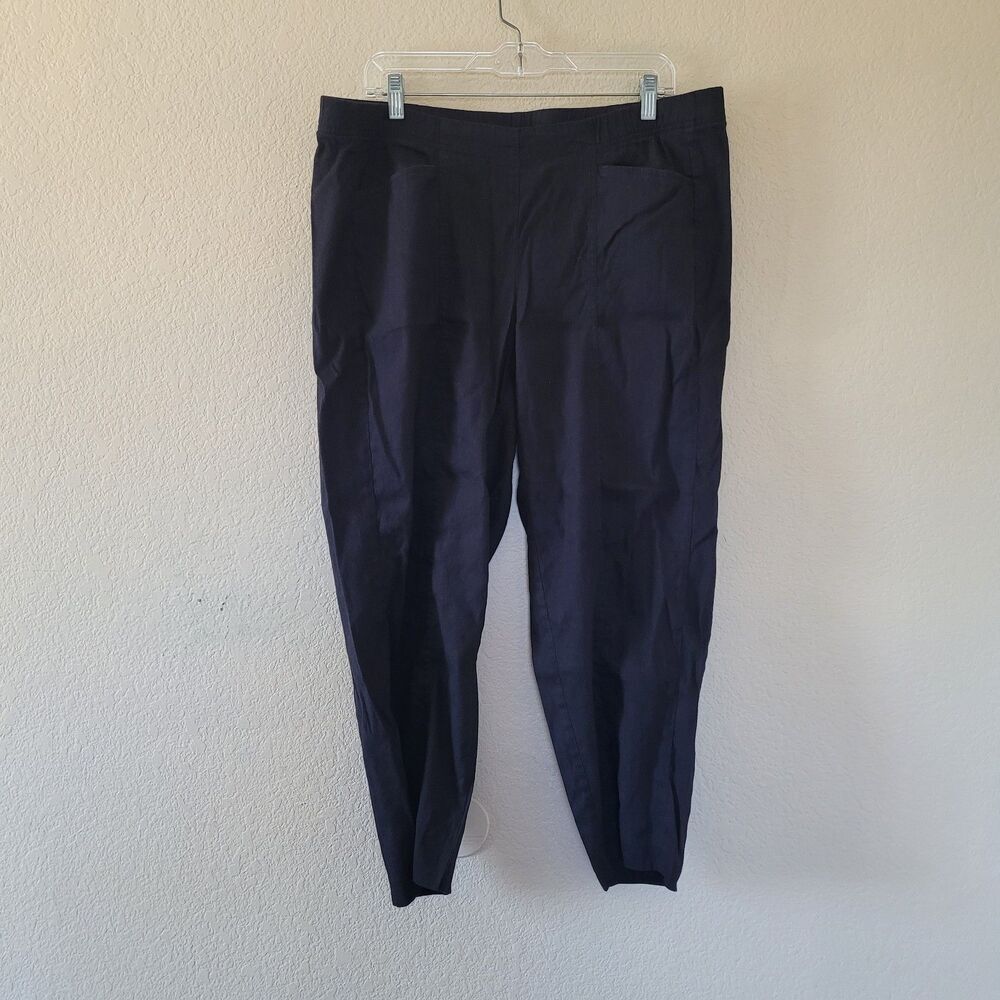 J Jill Womens Linen Stretch Blend Pull On Crop Pant Size Xl Pockets Lightweight
